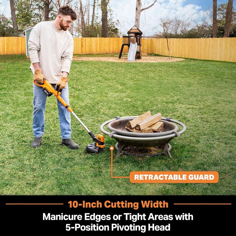 LawnMaster CLGT2410S 24V 10" Cordless String Trimmer Weed Eater 2.0AH Battery & Charger Included - Image 2